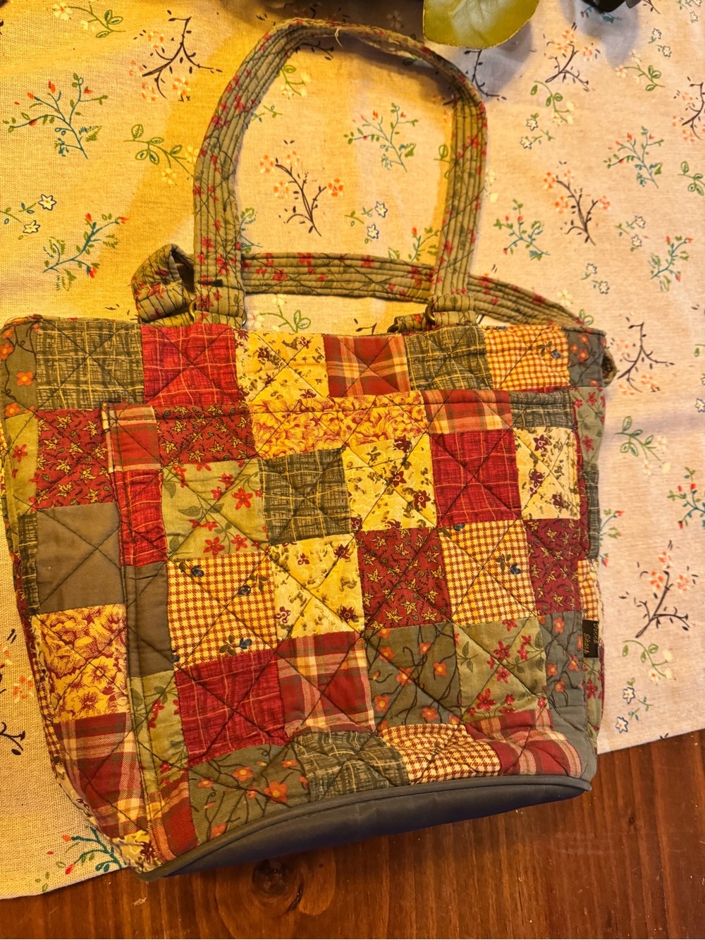 Patchwork Quilted Tote Bag - Multicolor Country Plaid